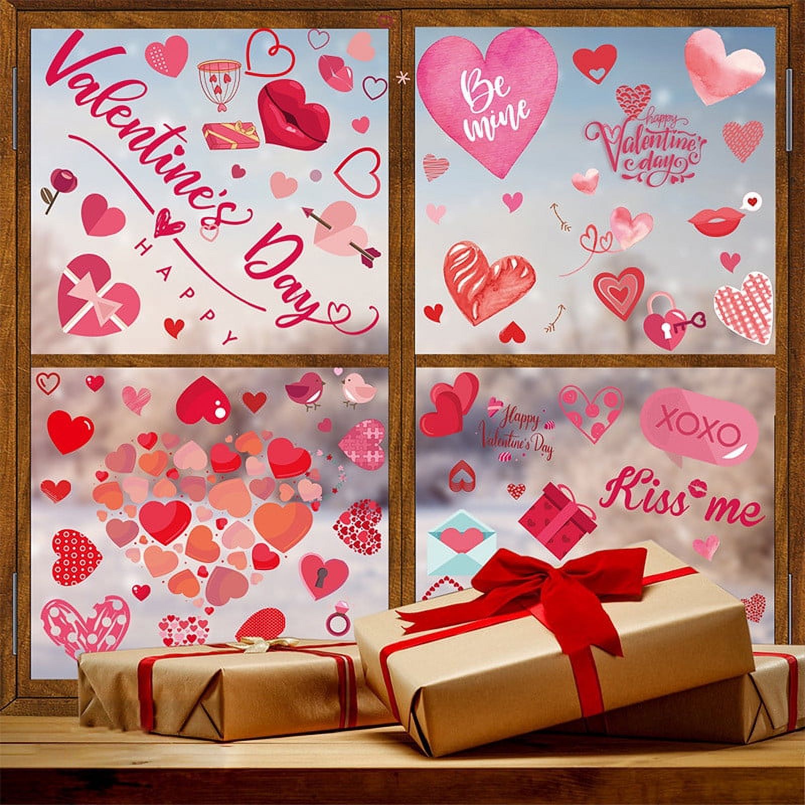 TERGAYEE Stickers Valentine's Day Electricity Window Stickers Love Window Display Glass Refrigerator Electricity Stickers Valentines Day Decorations